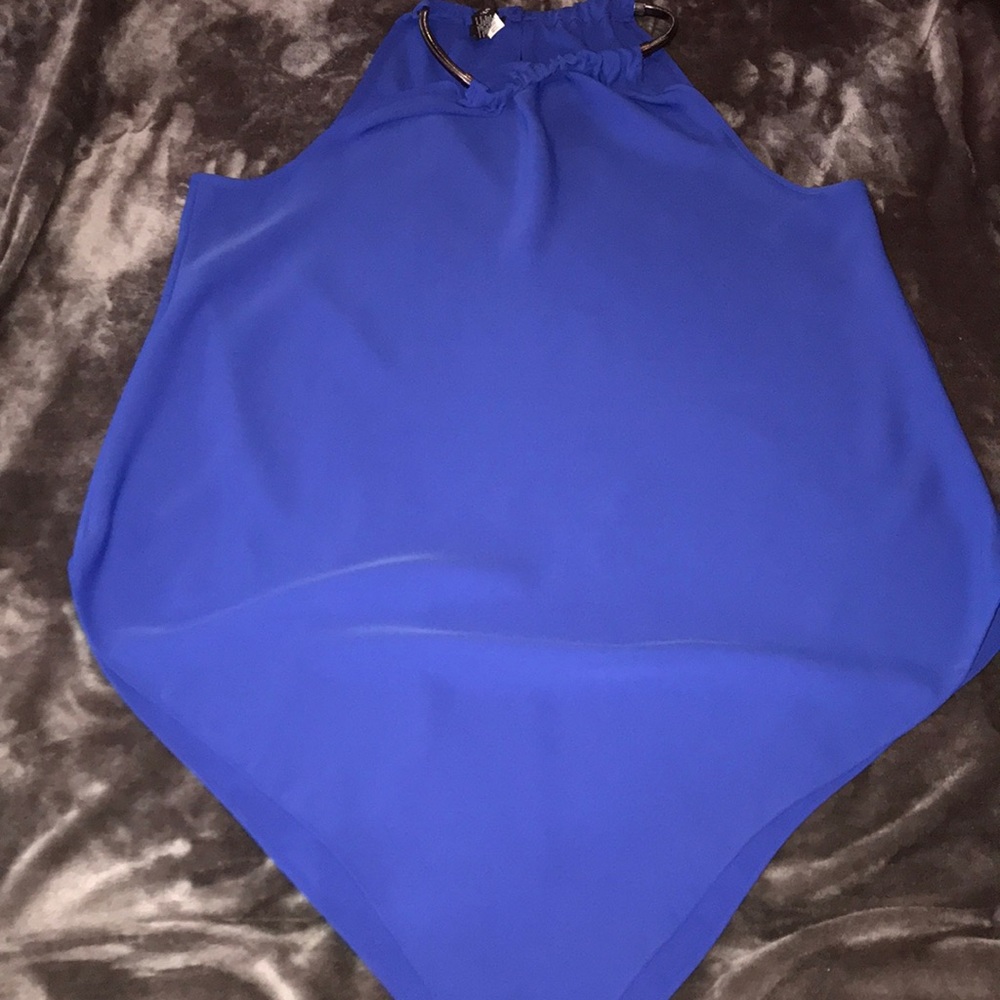 Alfani Sz L Blue Sleeveless Shirt